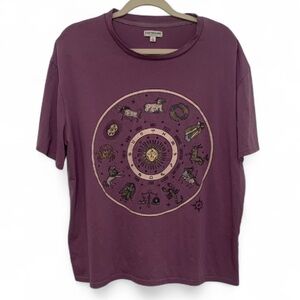 Earthbound Trading Co Zodiac Graphic Purple Short Sleeve Tee Shirt Size Large